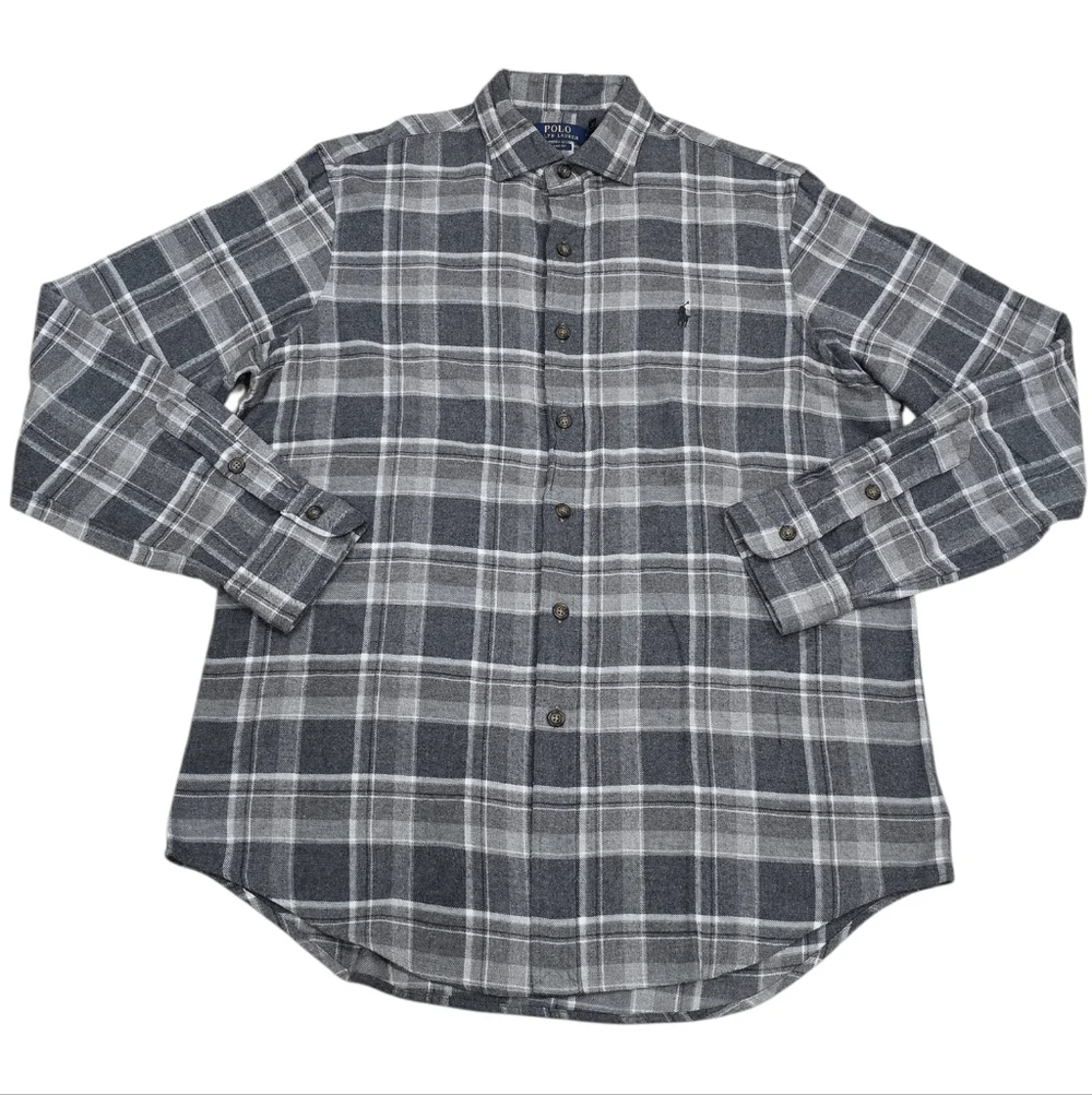 Polo Ralph Lauren Checked Cotton-Flannel Shirt In Gray